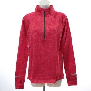Pony Women's Pullover Track Jacket M Medium Dark Pink 1/2 Zip Fleece Lined EUC